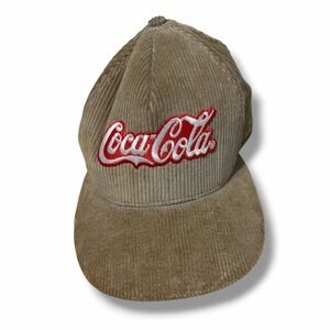 Coca Cola Tan Corduroy Vintage Snapback Hat Baseball Cap A